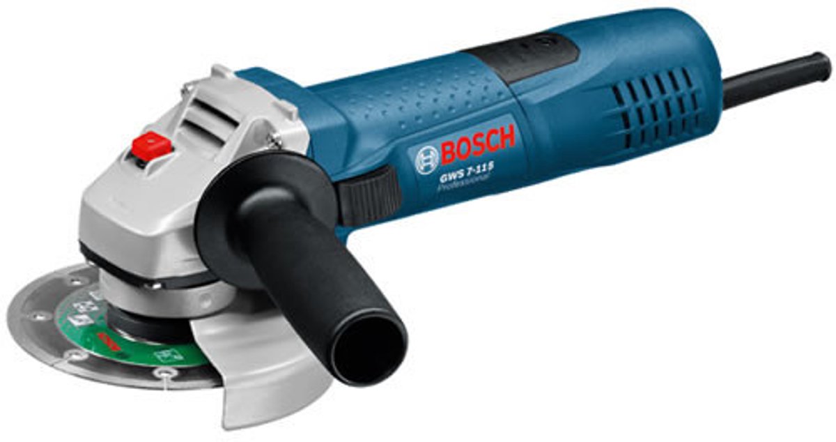 Bosch grinding machine gws 7-115 (protective cover, handle, mounting flange, pin wrench, clamping nut)