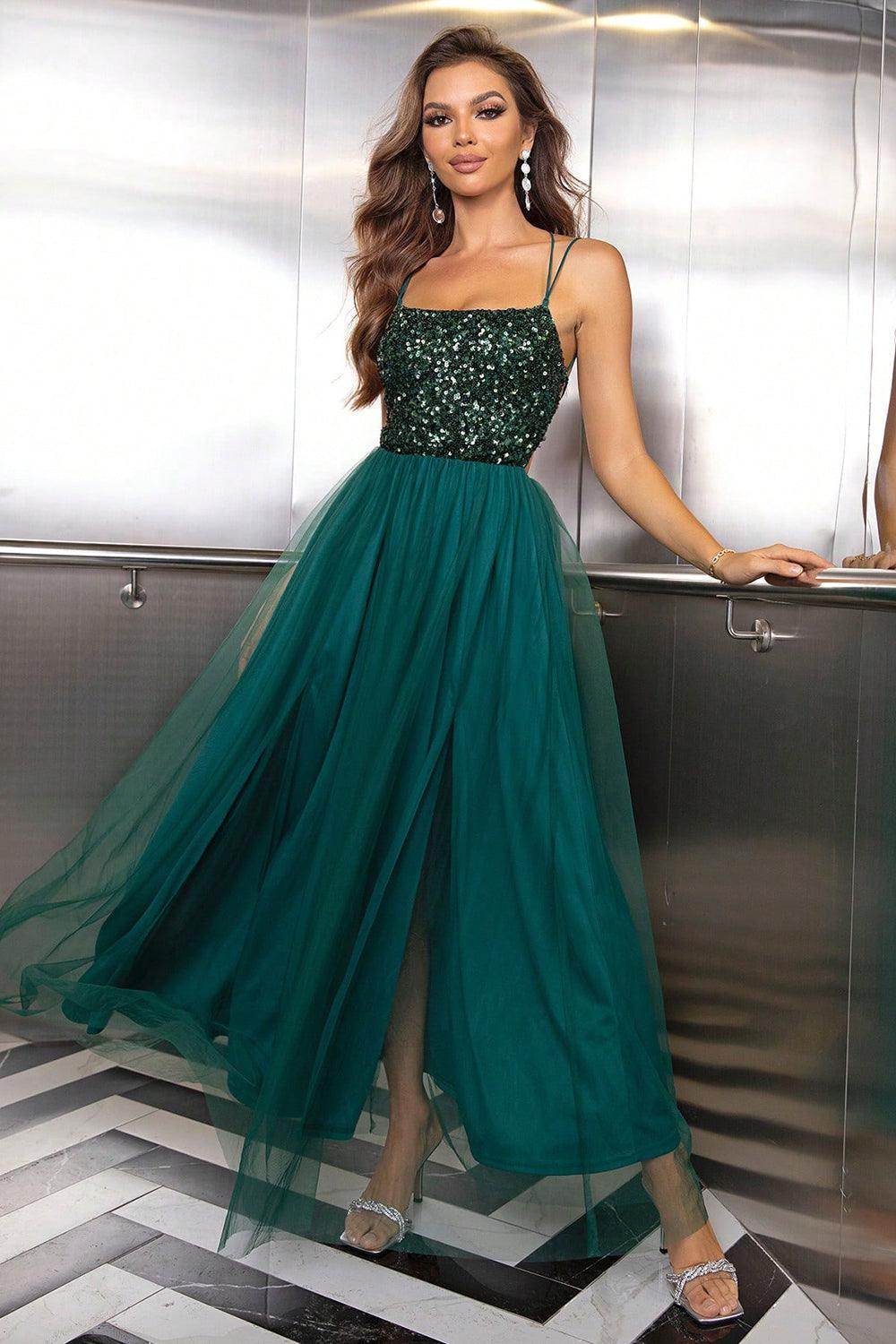 Lace-Up Backless Mesh Dress for Elegant Evening Wear