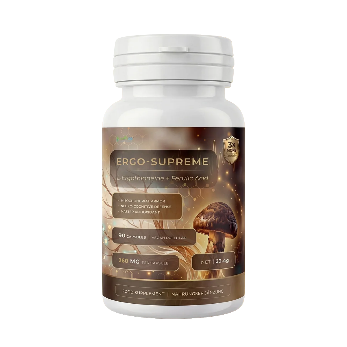 Nutriop® ERGO-SUPREME — Bio-Fermented L-Ergothioneine & Ferulic Acid (90 Capsules)
