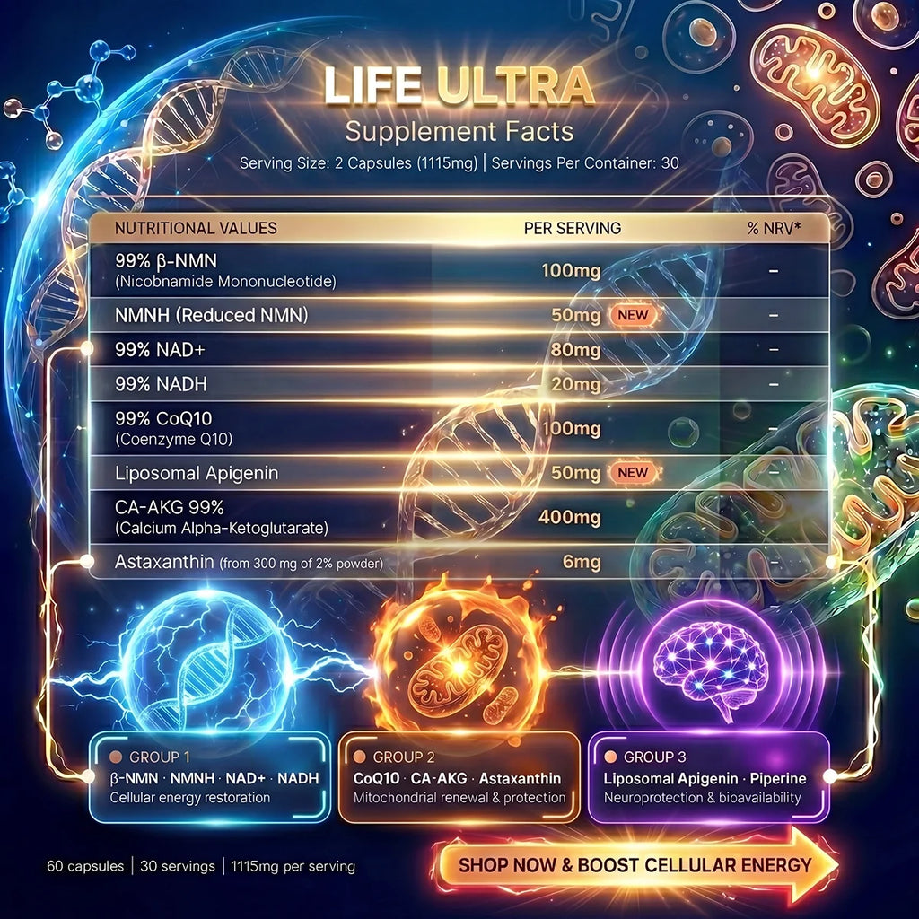 Nutriop® Life ULTRA - Advanced Multi-Pathway Longevity Stack (1115mg)